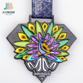 Custom Enamel Peacock Colorful Logo Metal Marathon Running Trophies Medal